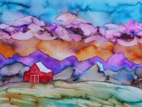 barn-at-sunset-purple-clouds-24x36